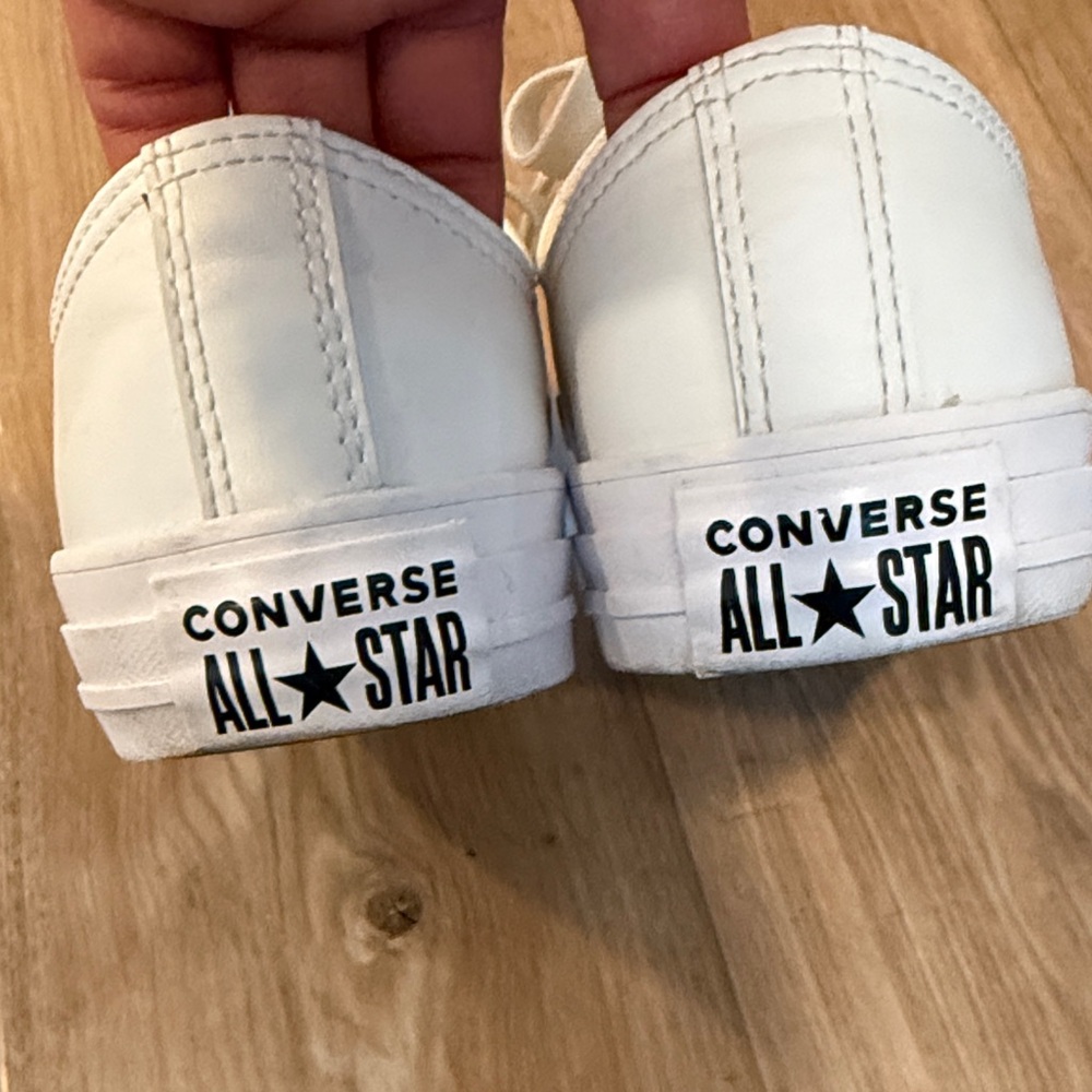 White Leather Low-Top Converse - Picture 8 of 12